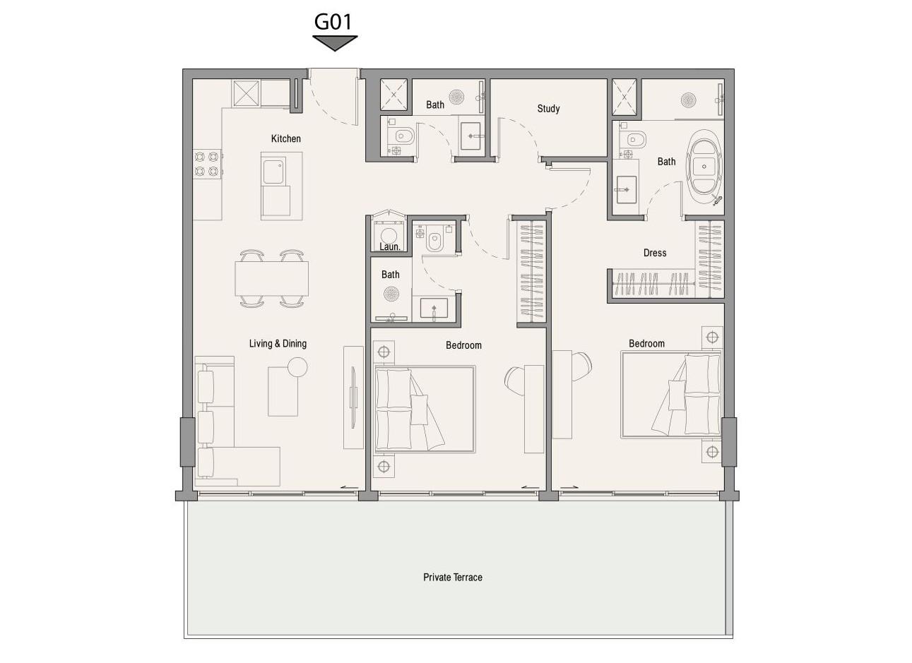 113 Residences by Iman - 2 Bedroom Apartment + Study Room - Modern Apartments in Al Sufouh