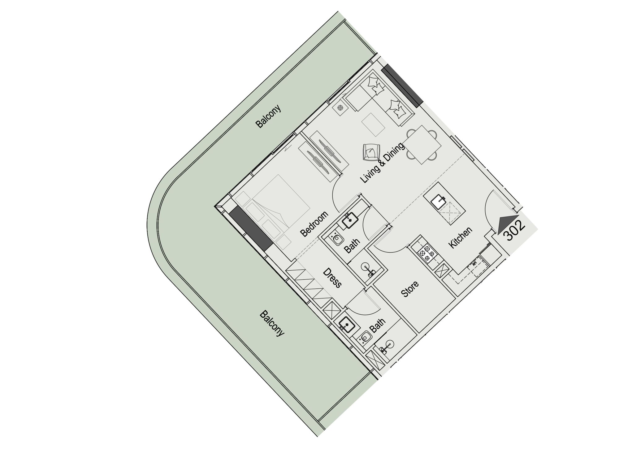 15 Cascade - 1 Bedroom Apartment + Study Room