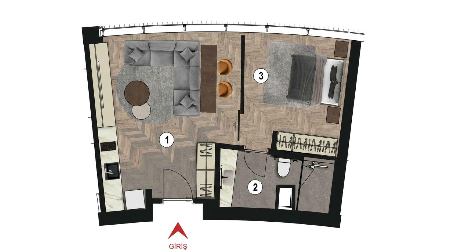 Alya Residence Levent: Luxury 1+1 Apartment - Suitable for Citizenship