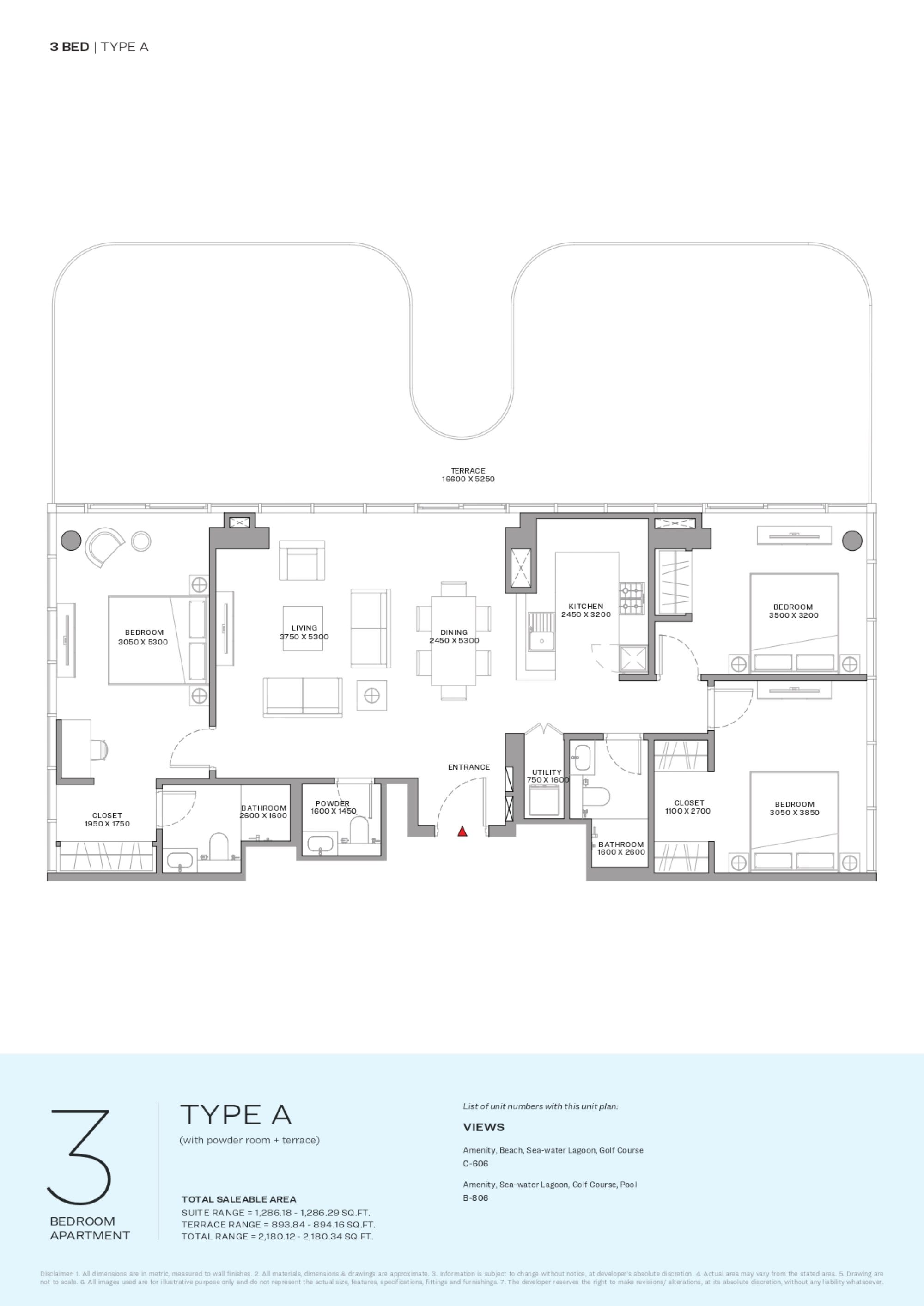 Aquamarine Beach Residences -3 Bedroom Apartment