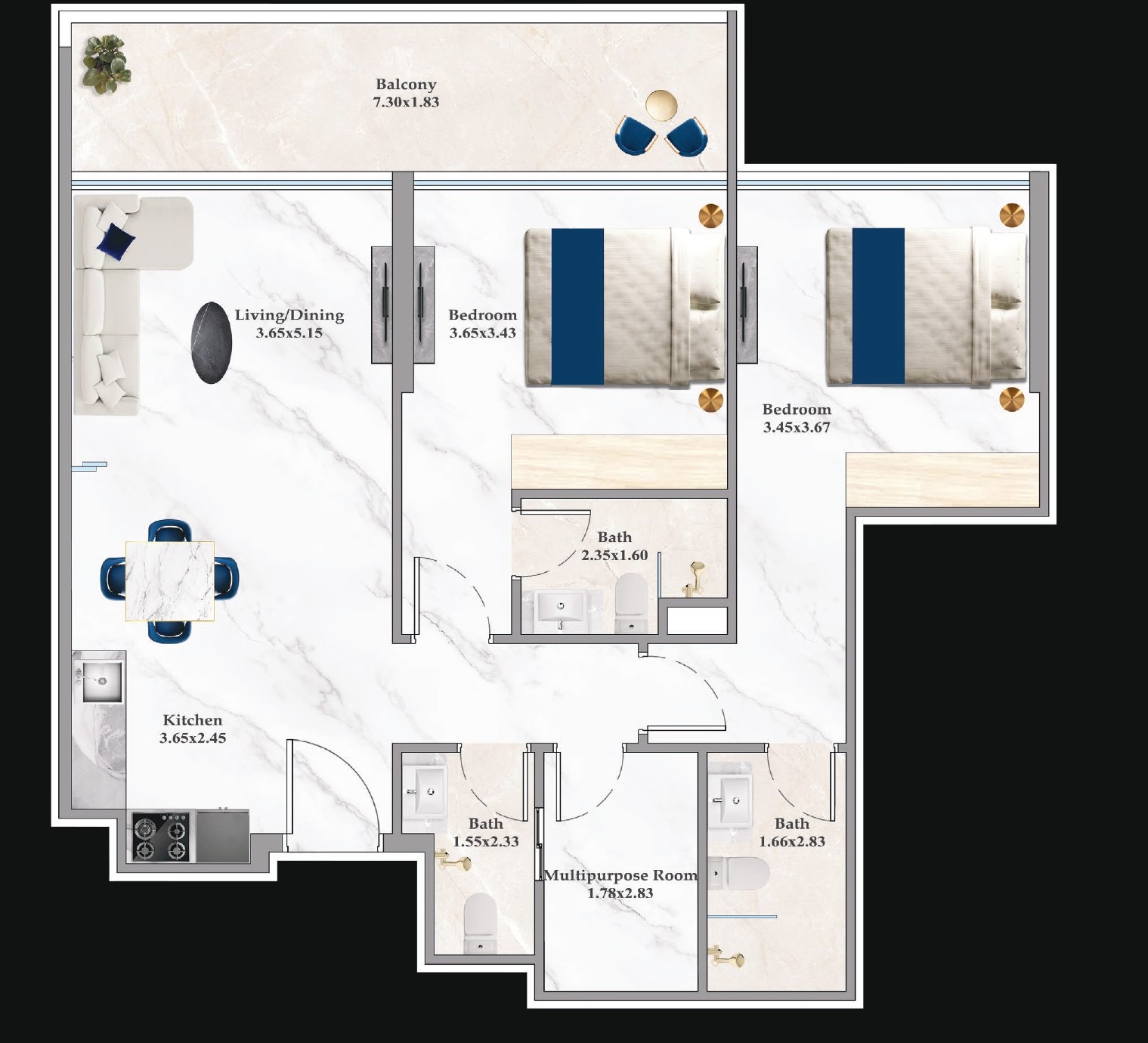 Aspirz by Danube - Flex 2 Bedroom Apartment