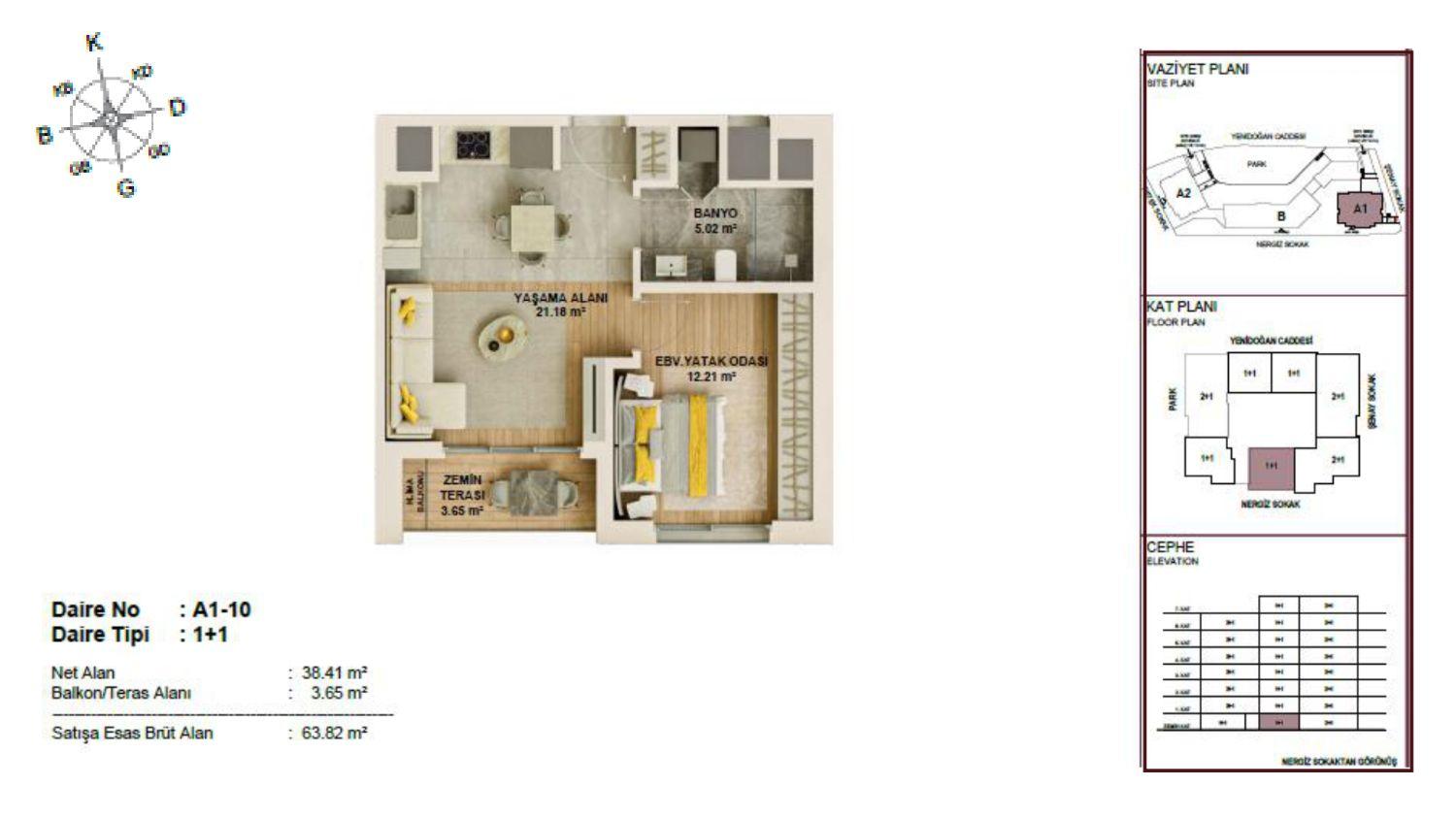 Ataşehir 173: Luxury 1+1 Apartment - Open Kitchen - Suitable for Citizenship