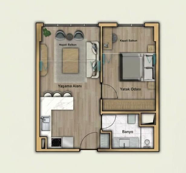 Babacan Port Royal Küçükçekmece: 1+1 Apartment for Sale
