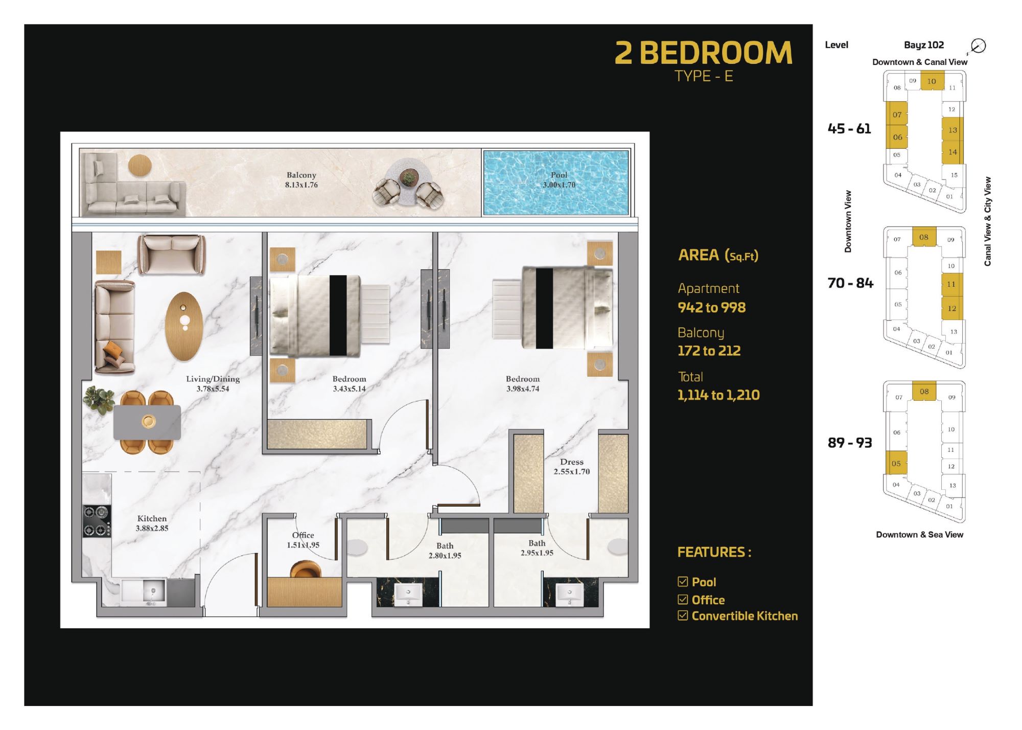 BAYZ102 by Danube - 2 Bedroom Apartment + Pool