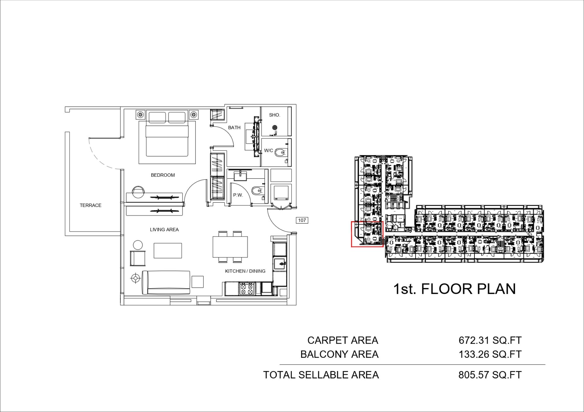 BEVERLY GARDENS: 1 Yatak Odalı Daire