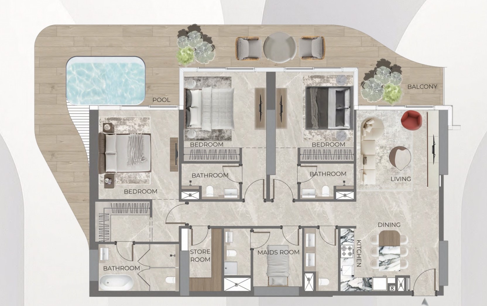 Beverly Grande - 3 Bedroom Apartment + Pool