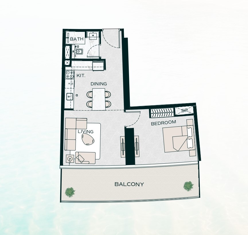 Binghatti Aquarise - 1 Bedroom Apartment
