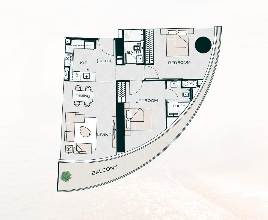 Binghatti Aquarise - 2 Bedroom Apartment