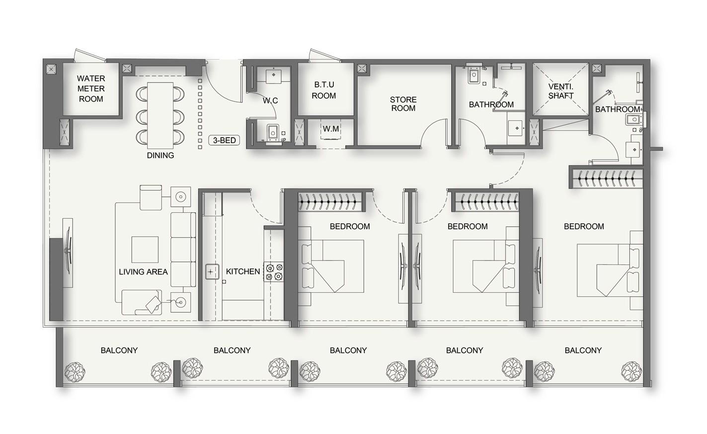 Binghatti Cullinan - 3 Bedroom Apartment + Store Room