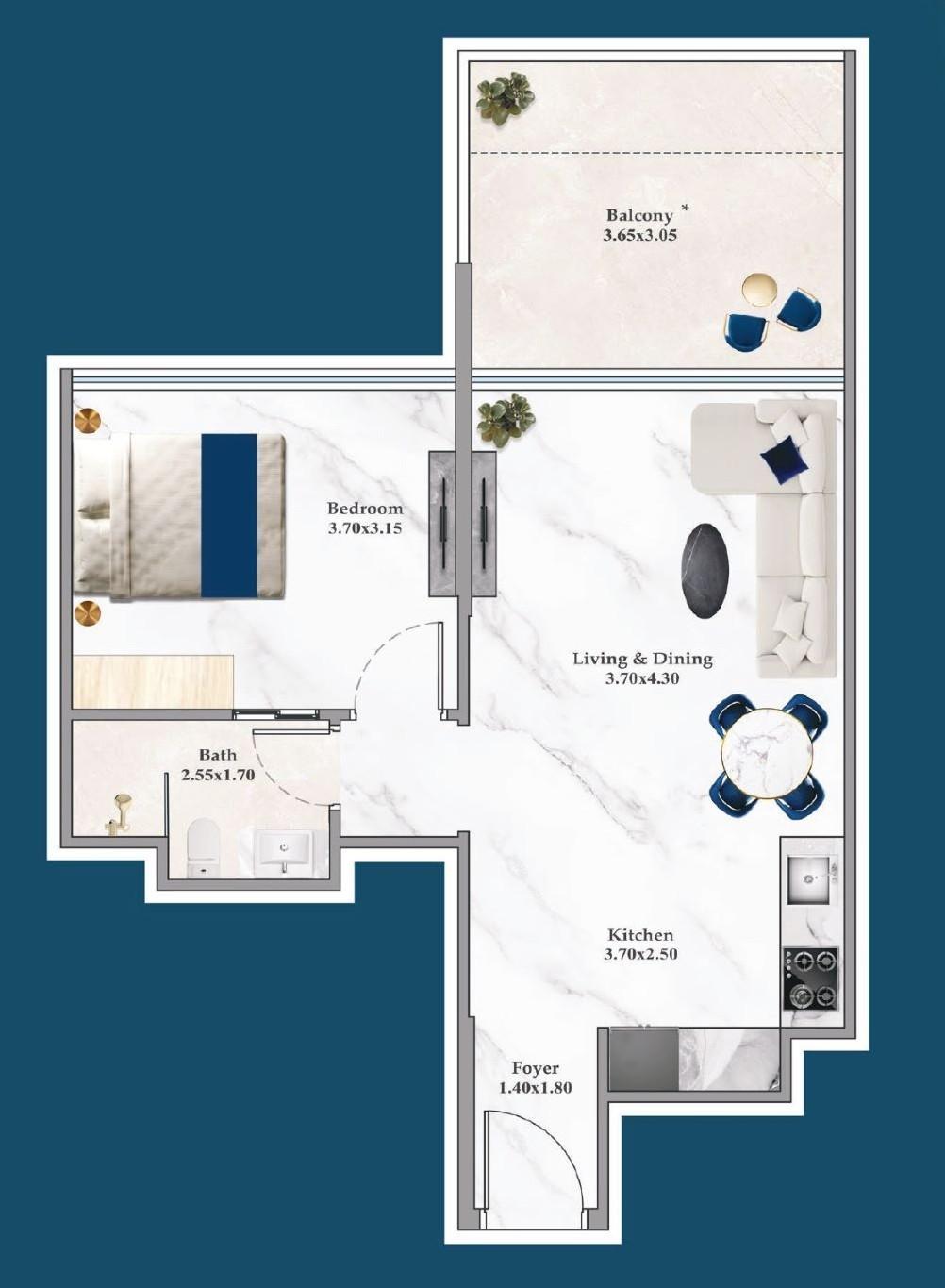 Timez by Danube - 1 Bedroom Apartment
