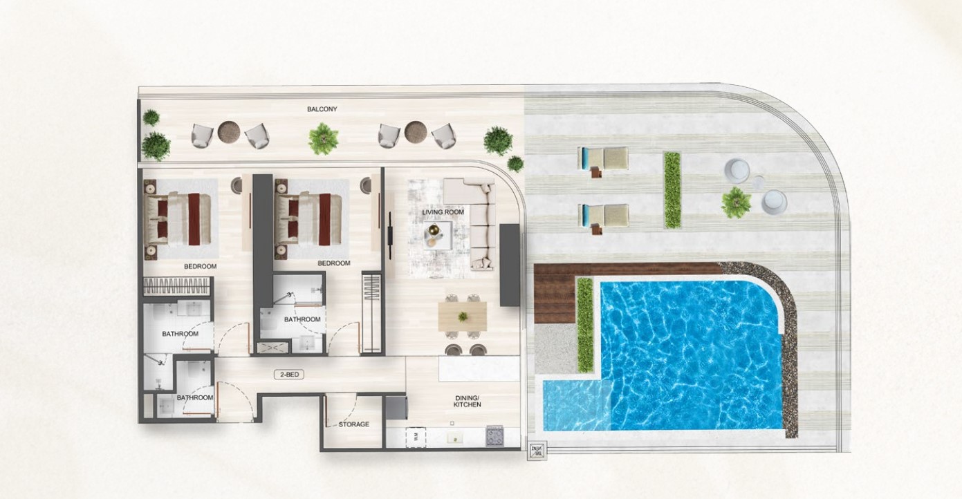 Binghatti Flare - 2 Bedroom Apartment + Pool