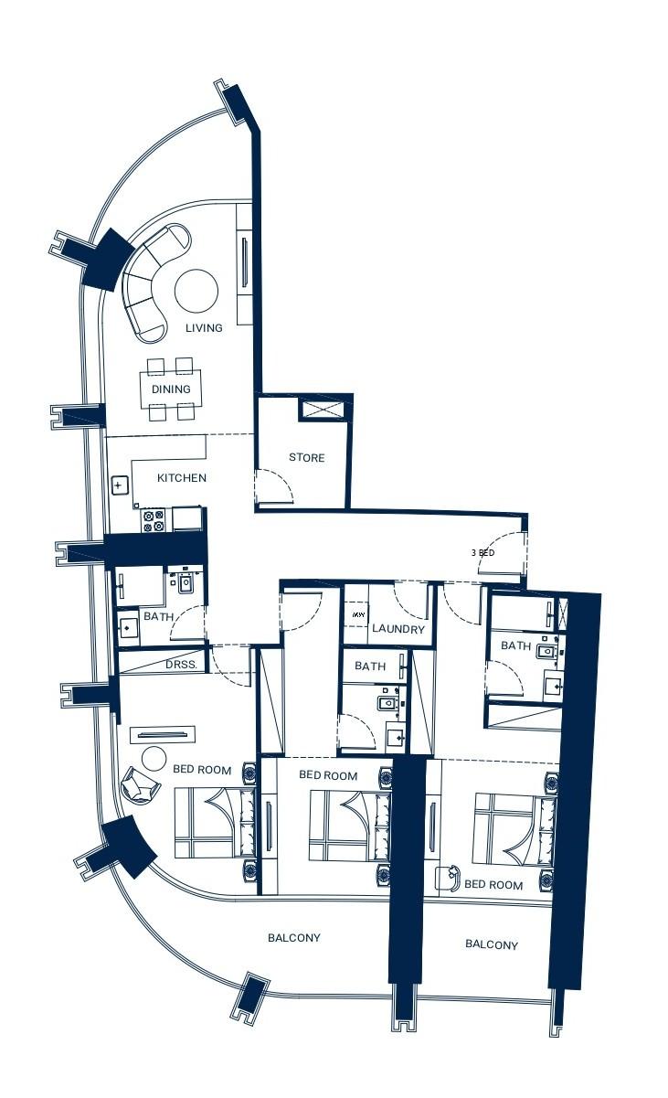 Binghatti Skyrise - 3 Bedroom Apartment