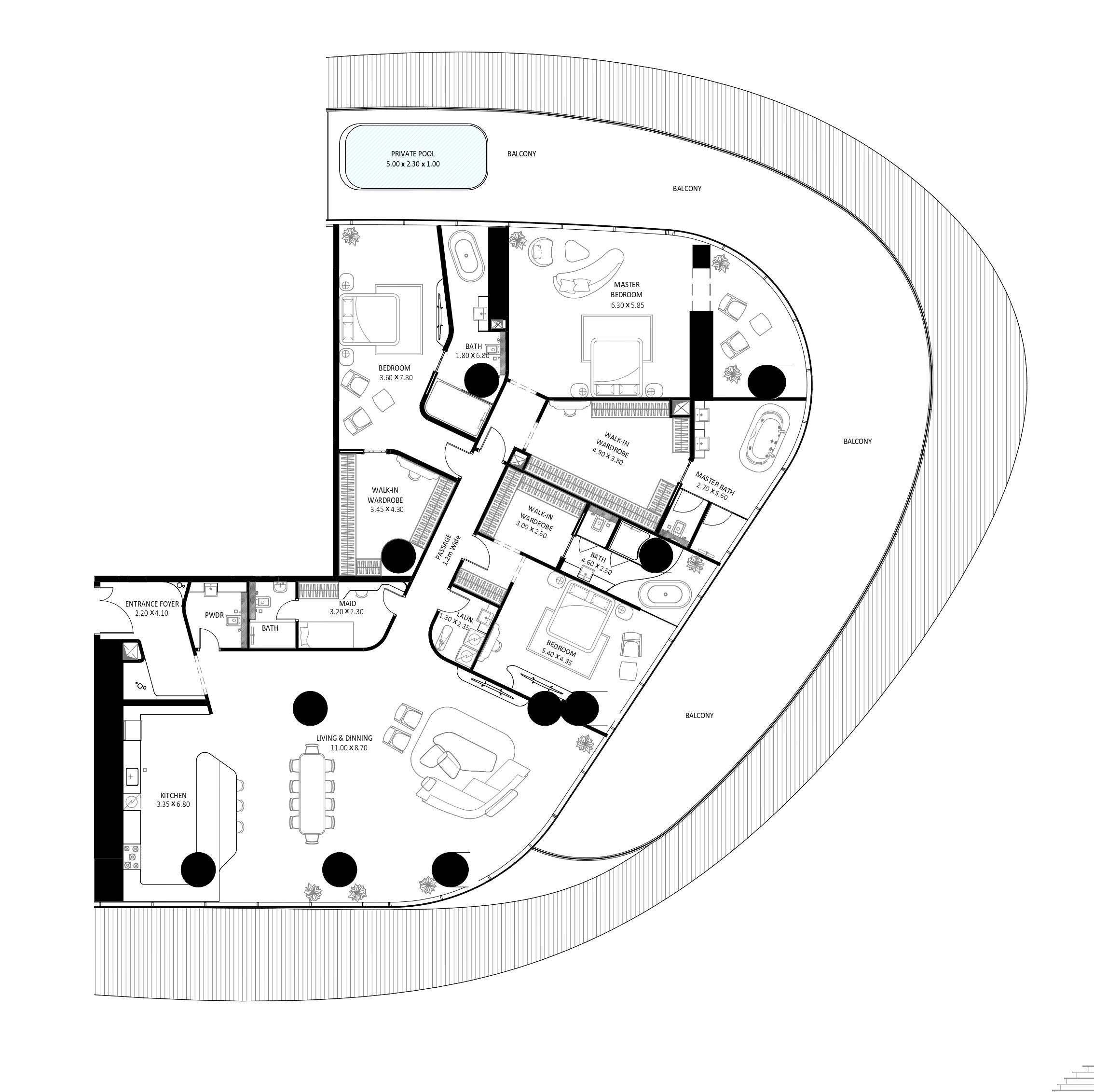 Binghatti Bugatti Residences - 3 Luxury Bedrooms + Maid Room + Pool - Iconic Living in Dubai Business Bay