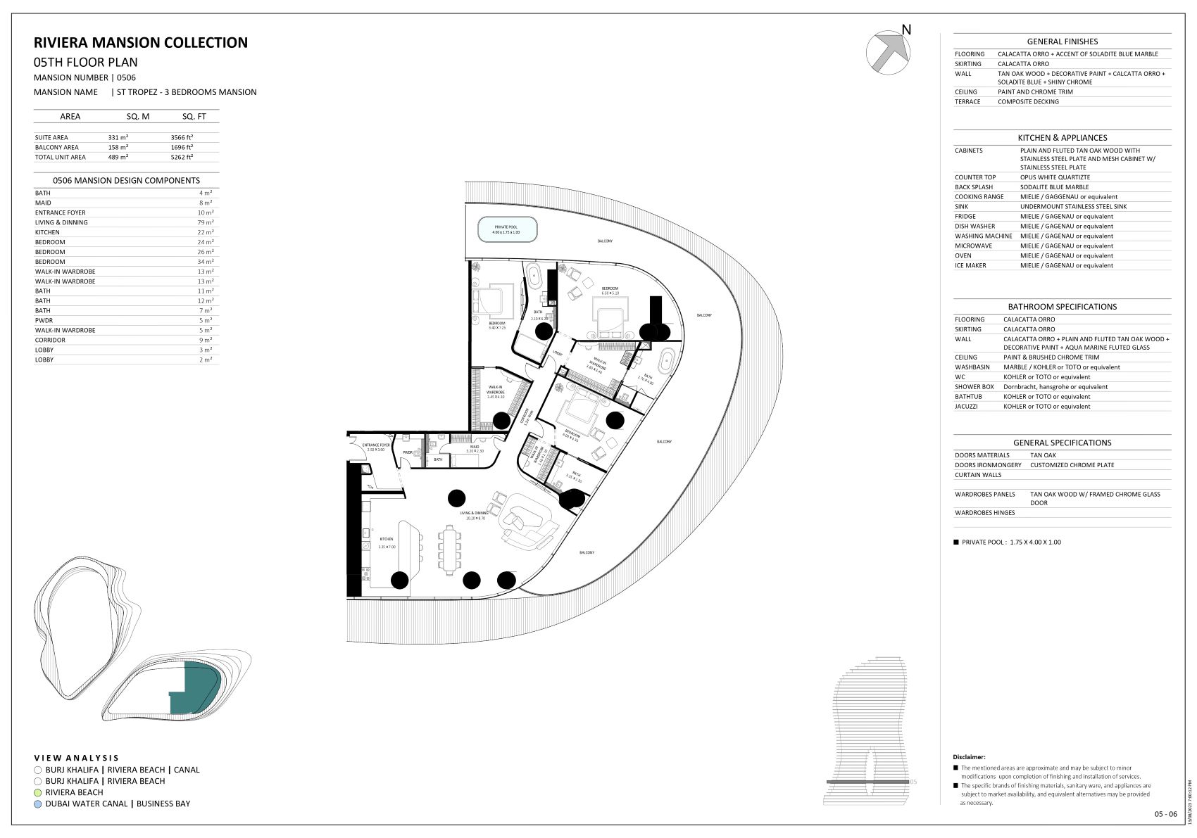 BUGATTI RESIDENCES - Yüzme Havuzlu Lüks 3 Yatak Odalı + Depo/Hizmetli Odası