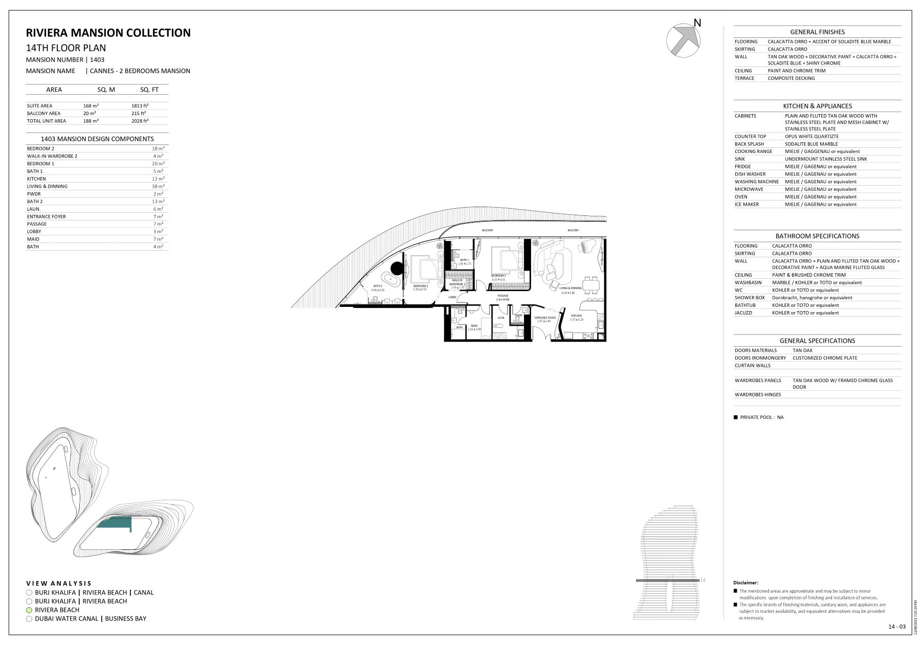 BUGATTI RESIDENCES - 2 Luxury Bedrooms + Store/Maid Room with Pool