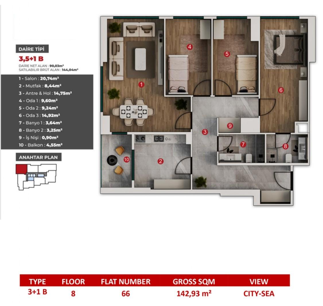 CE LA VI Crowne: Luxury 3.5+1 Apartment in Zeytinburnu - Suitable for Citizenship