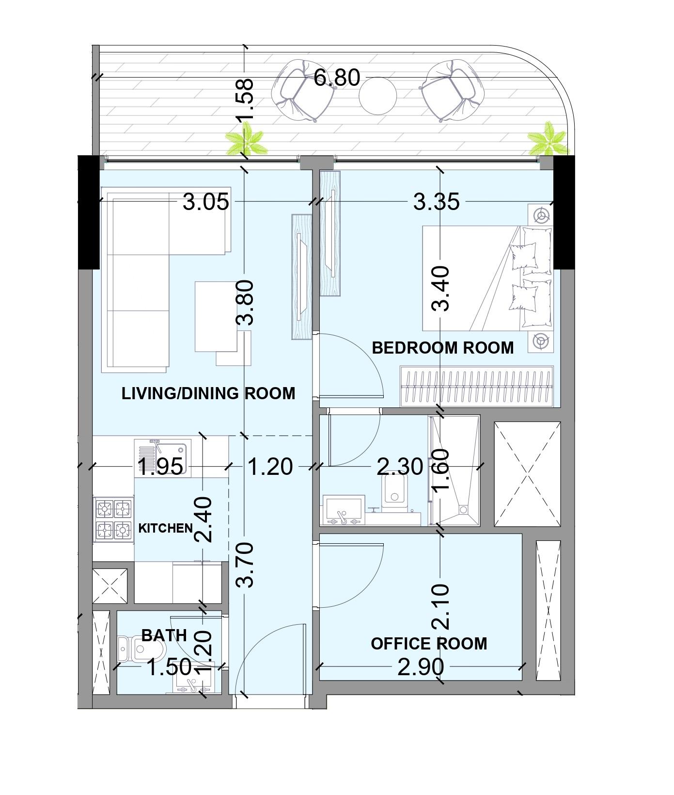 Celesto 3 by Tarrad - 1 Odalı Daire