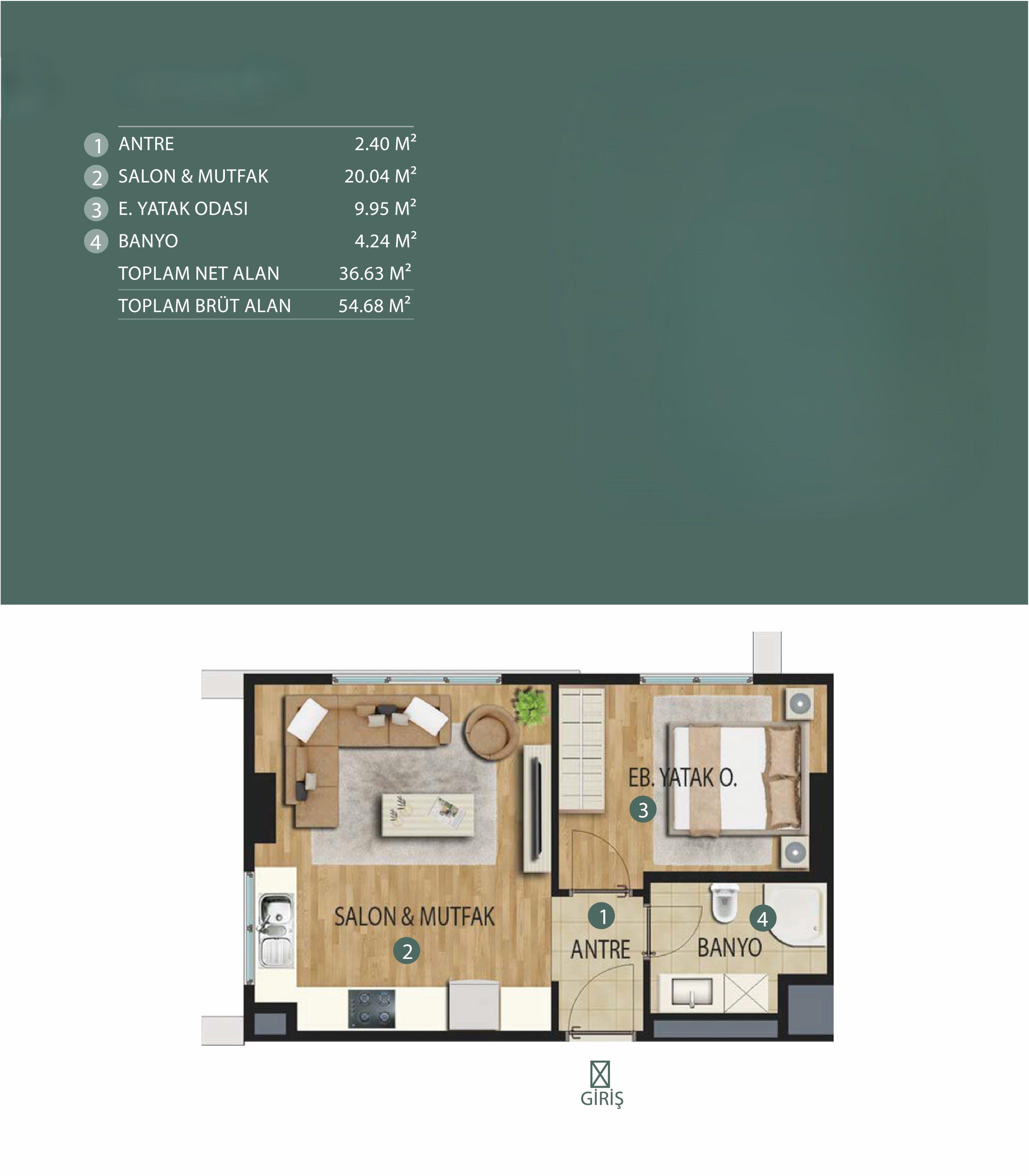 Kartal Sahile Yakın Lüks Satılık 1 Odalı Daire