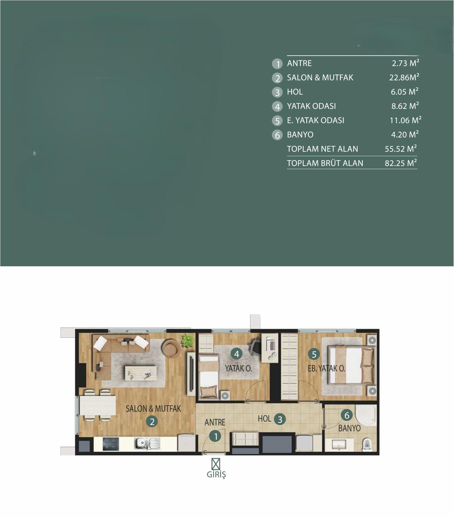 Appartement de luxe 2 chambre à vendre près de la côte à Kartal