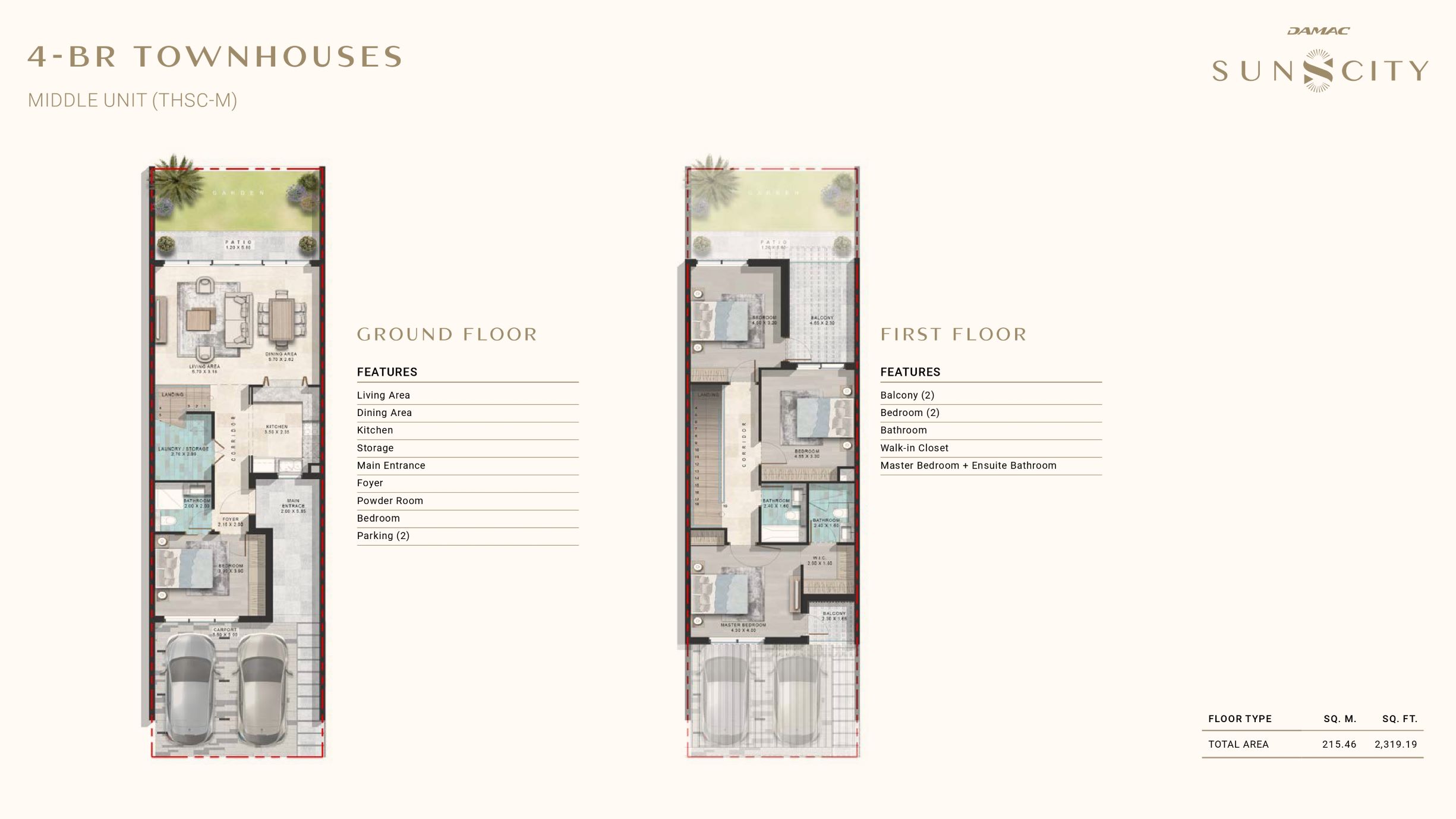 DAMAC SUN CITY - 4 Yatak Odalı Townhouse