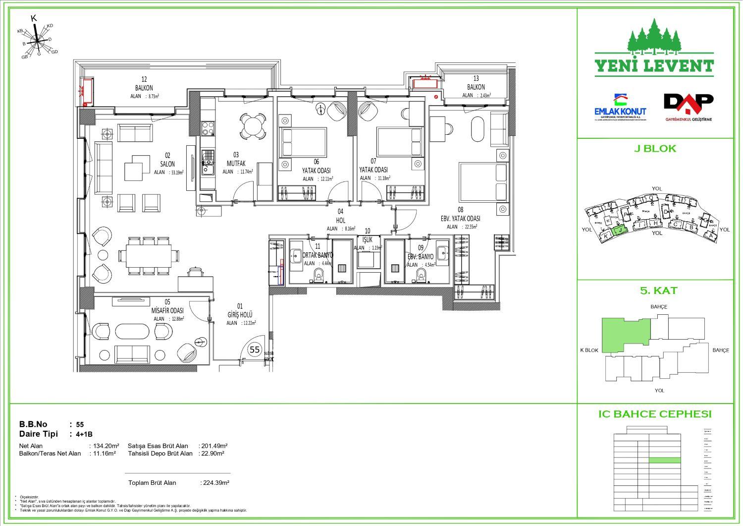 4+1 Apartment Near Metro in DAP Yeni Levent Project - Suitable for Citizenship