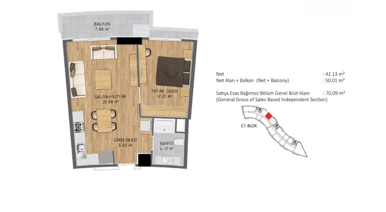 Luxury 2x 1+1 Apartment for Sale in Demir Life Project, Büyükçekmece - Suitable for Citizenship