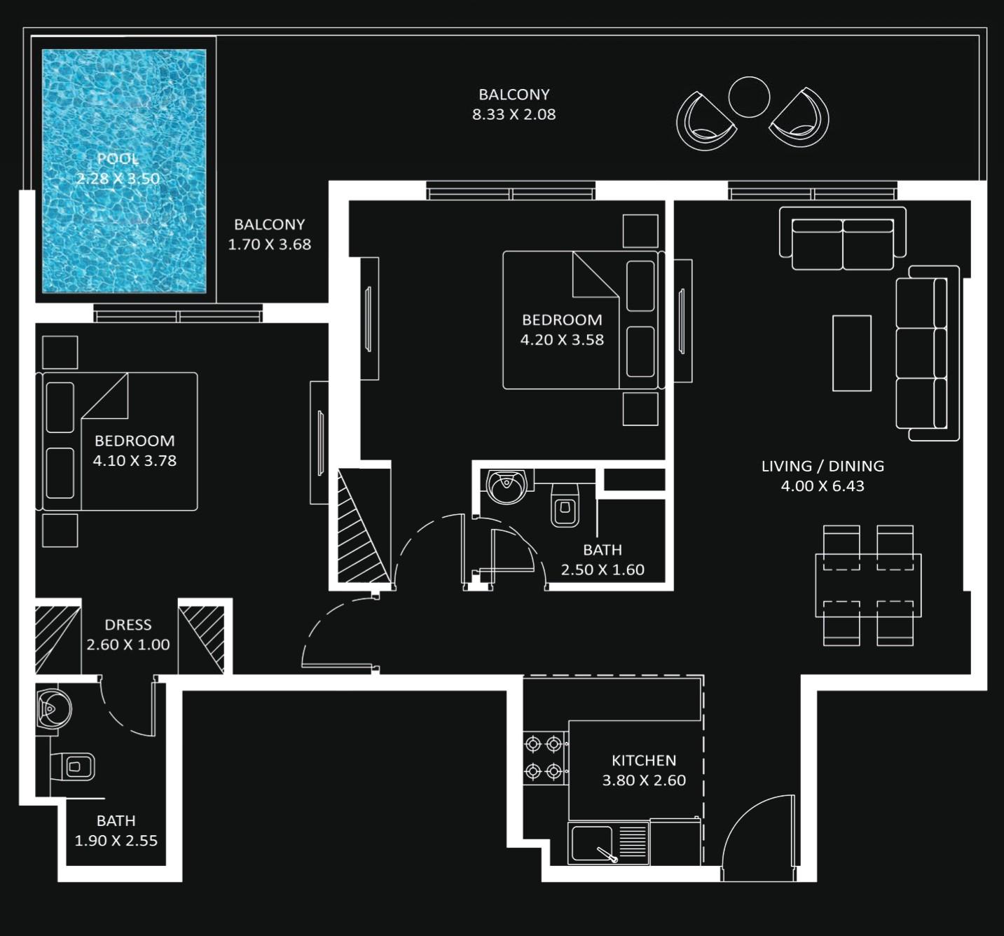 Diamondz by Danube - 2 Odalı Daire + Havuzlu - Jumeirah Lake Towers'da Lüks Konutlar