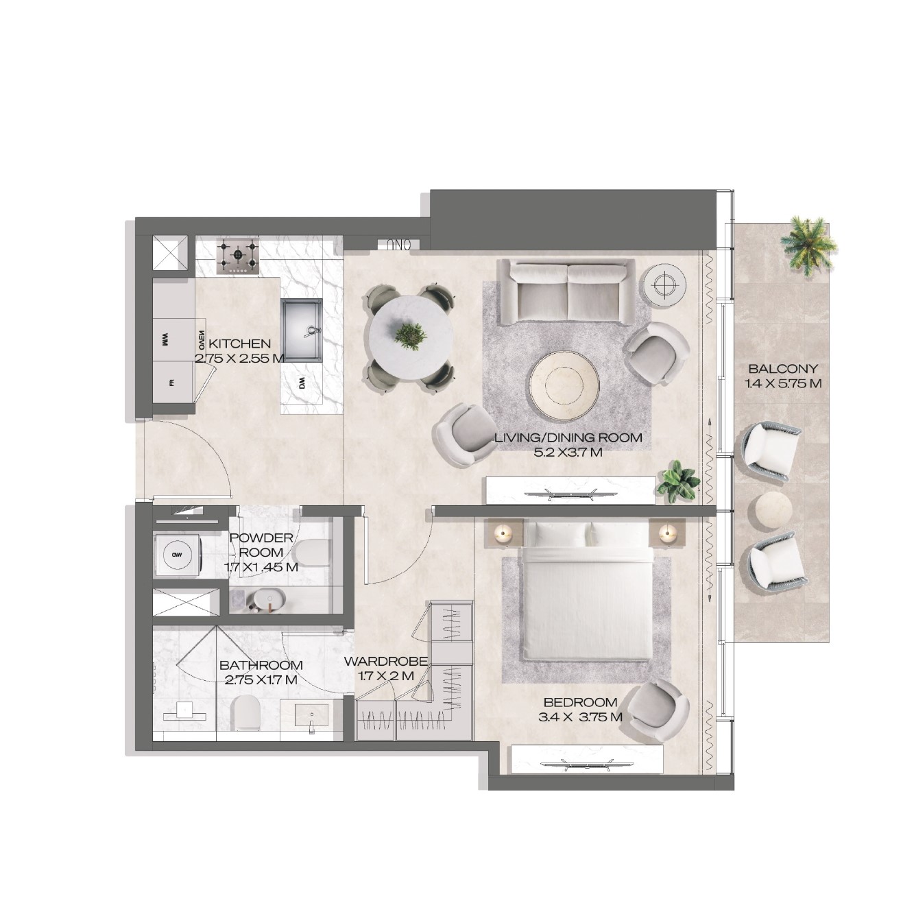 DWTN Residences - 1 Bedroom Apartment