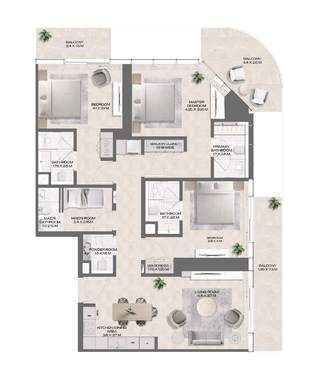 DWTN Residences - 3 Bedroom Apartment