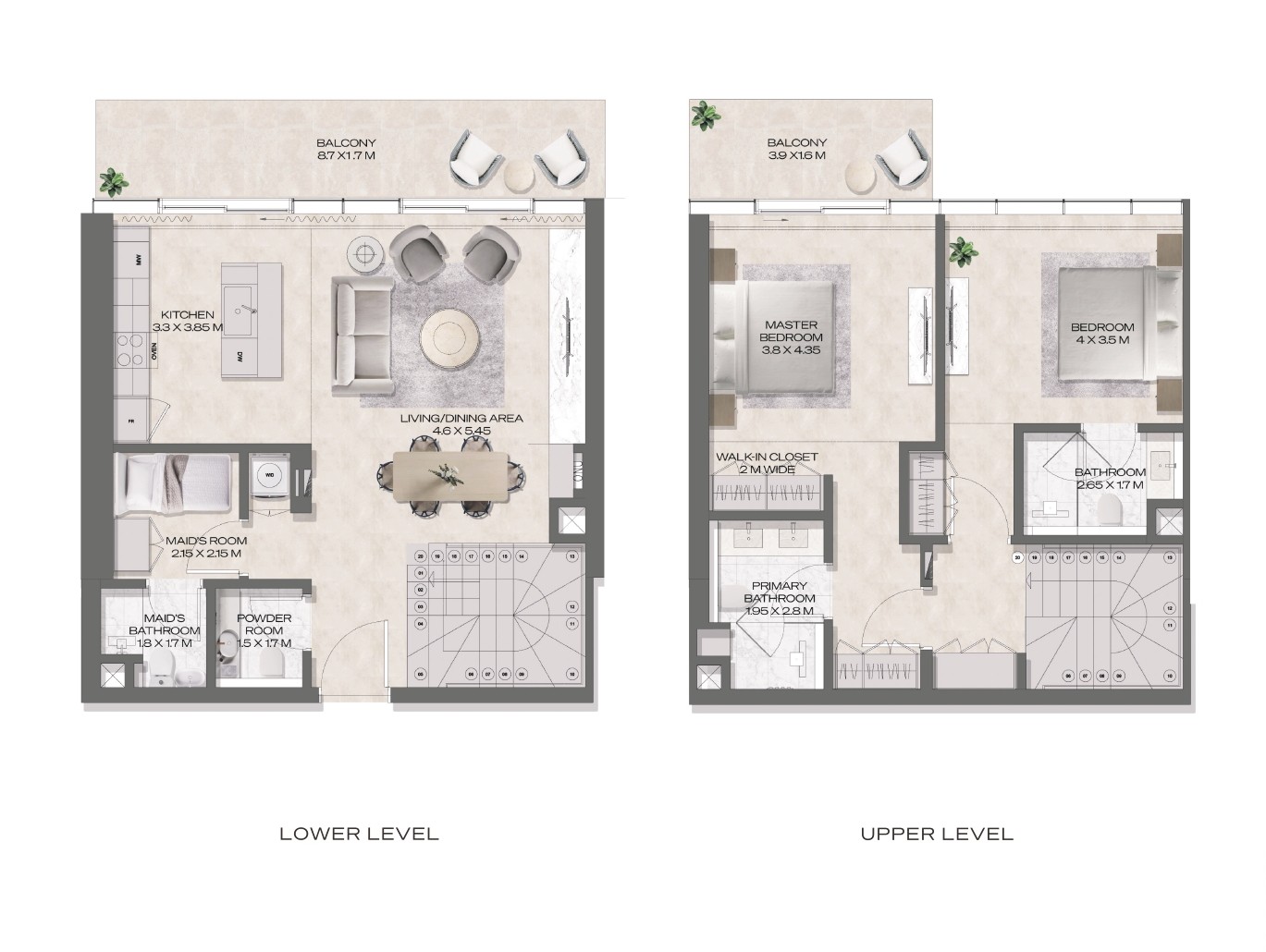 DWTN Residences - 2 Bedroom Duplex Apartment + Maid Room