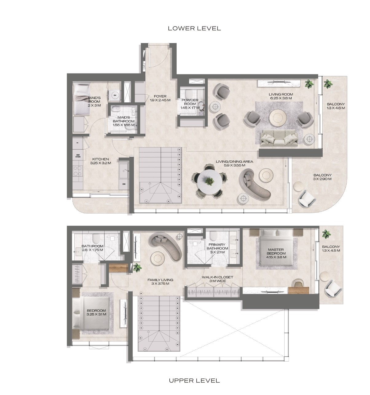 DWTN Residences - 2 Odalı Dublex Daire