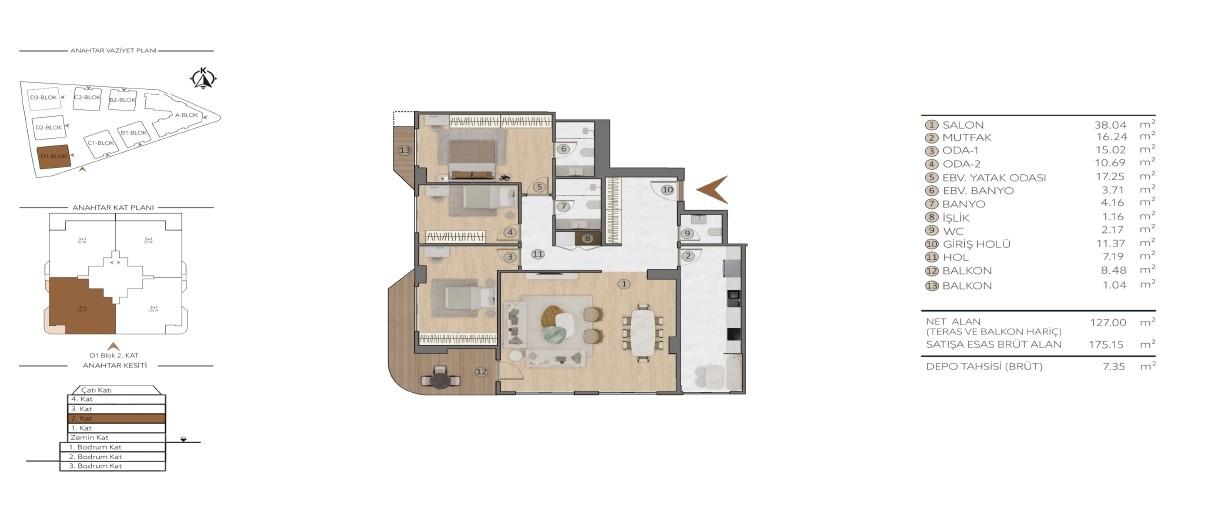 Luxury 3+1 Apartment in the Senfoni Etiler Project with Low-Rise Architectural Concept in Etiler - Eligible for Citizenship