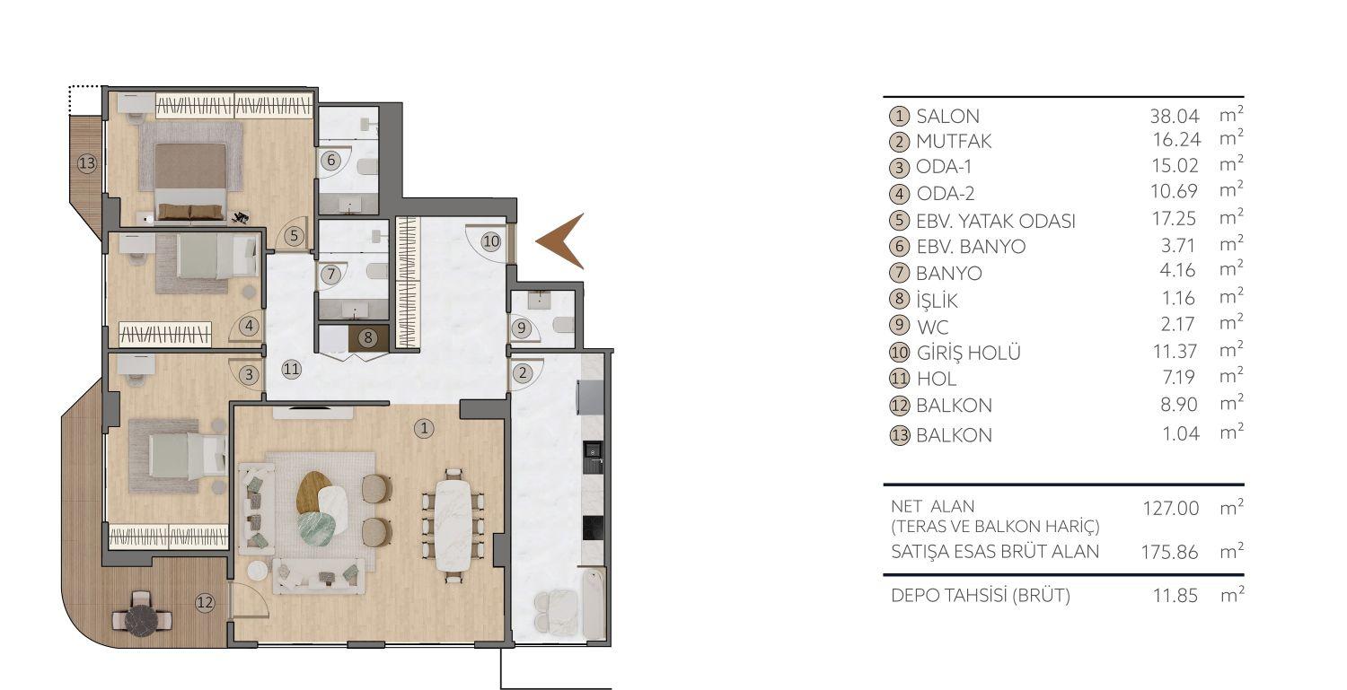 Apartamento de lujo de 3 dormitorio en Etiler con concepto de arquitectura de baja altura - Apto para ciudadanía