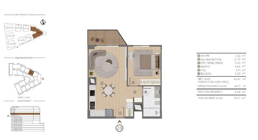 Luxury 1+1 Apartment in the Senfoni Etiler Project with Low-Rise Architectural Concept in Etiler - Eligible for Citizenship