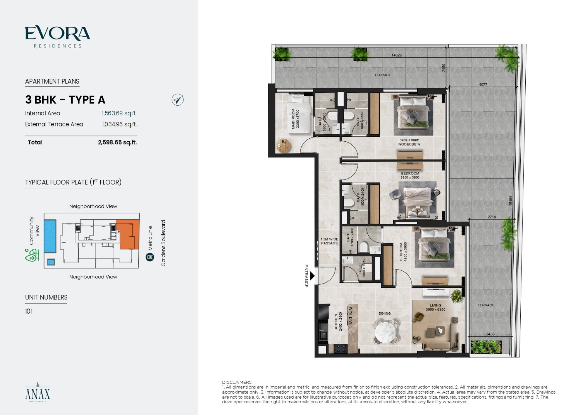 Evora Residences - 3 Bedroom Apartment