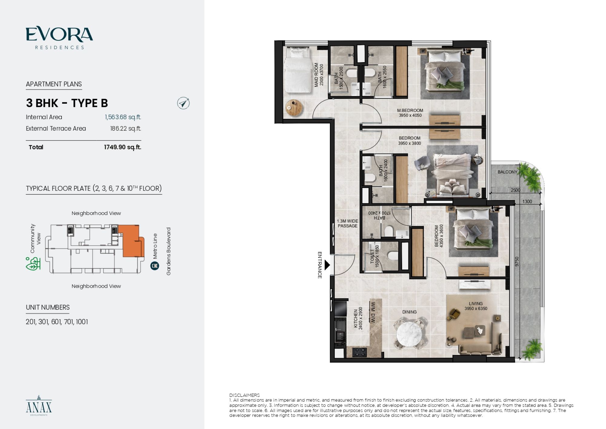 Evora Residences - 3 Odalı Daire + Hizmetli Odalı