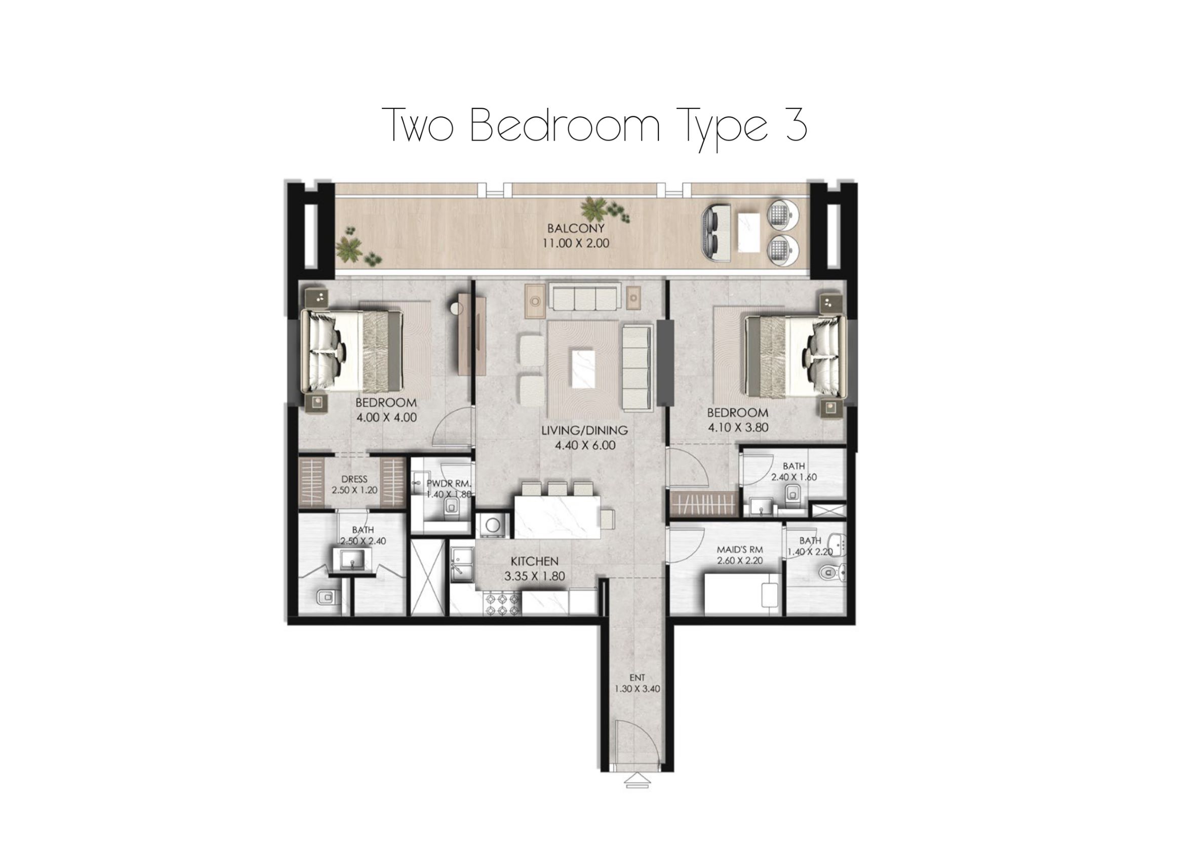 FAIRWAY RESIDENCE -  2 Bedroom Residences + Maid Room