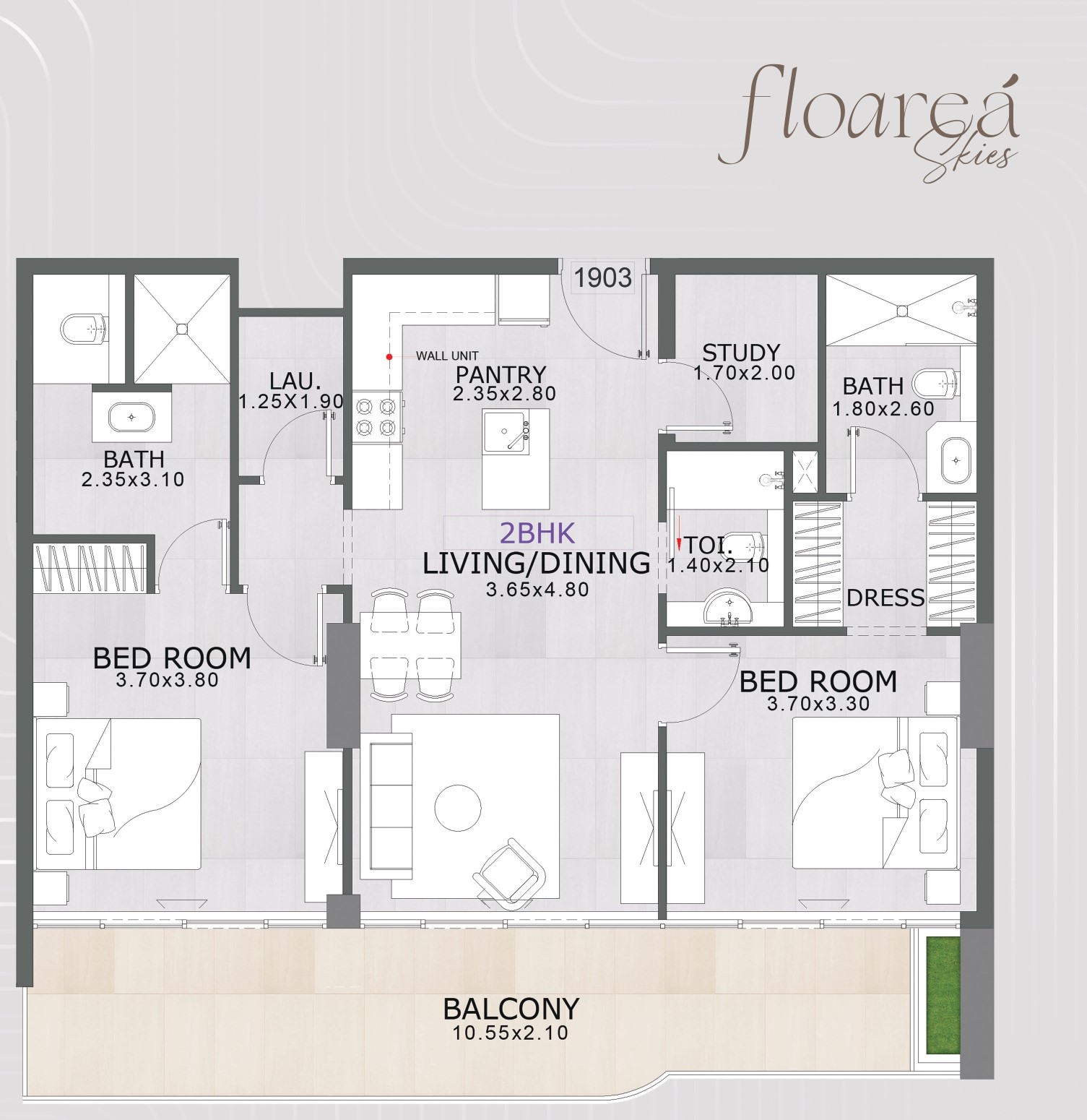 Floarea Skies - 2 Bedroom Apartment + Study Room