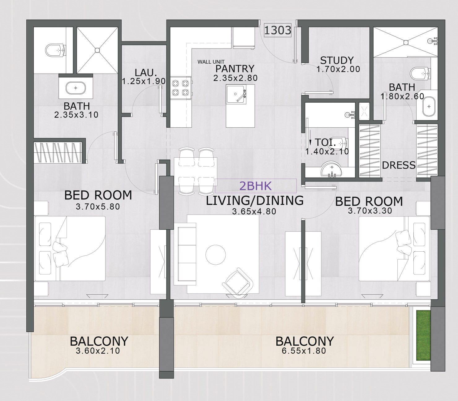 Floarea Skies - 2 Bedroom Apartment + Study Room