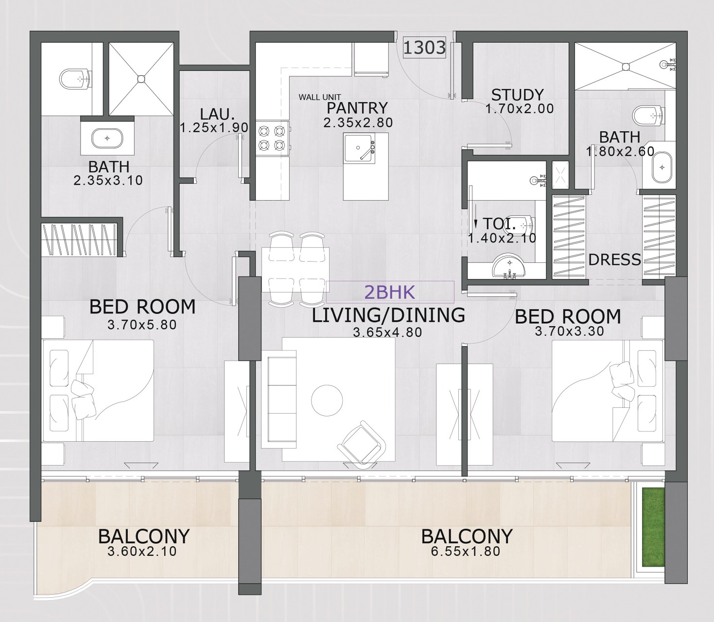 Floarea Skies - 2 Bedroom Apartment + Study Room