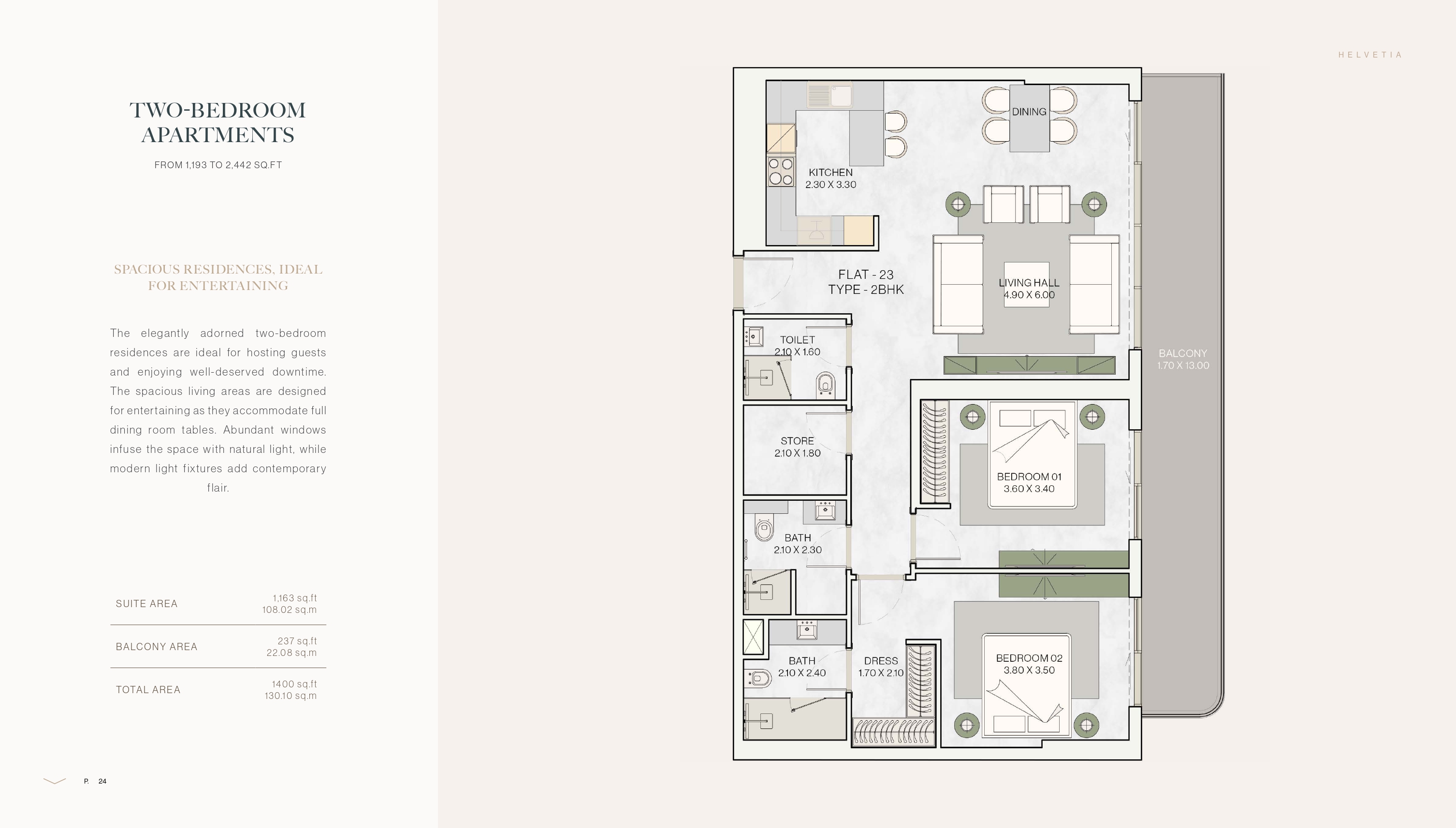 Helvetia Residences - 2 Bedroom Apartment