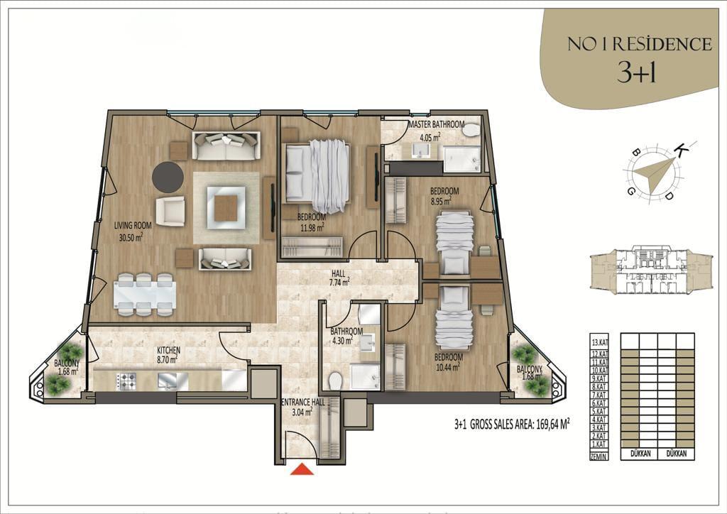 3+1 Apartment in Imperium No1, Çağlayan E5 - Suitable for Citizenship