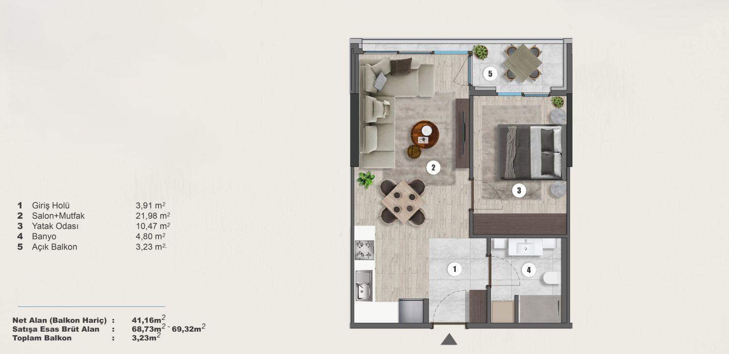 شقة استثمارية بغرفة نوم واحدة في أرقى مشروع في كارتال