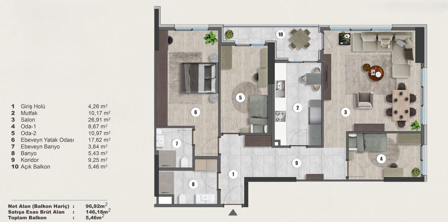شقة استثمارية بثلاث غرف نوم في أرقى مشروع في كارتال - مناسبة للحصول على الجنسية