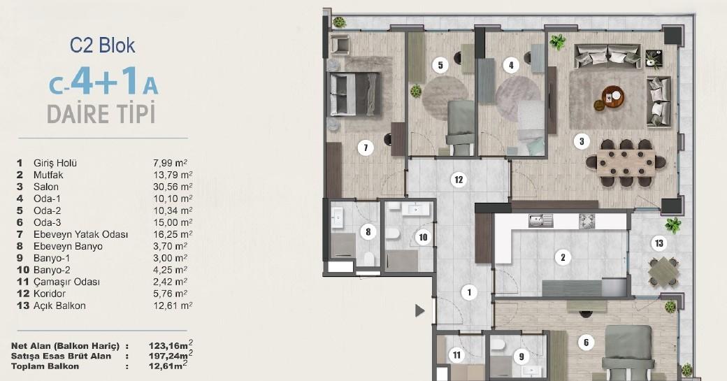 Investment 4+1 Apartment in the Kuzey Adalar Project in Kartal - Suitable for Citizenship