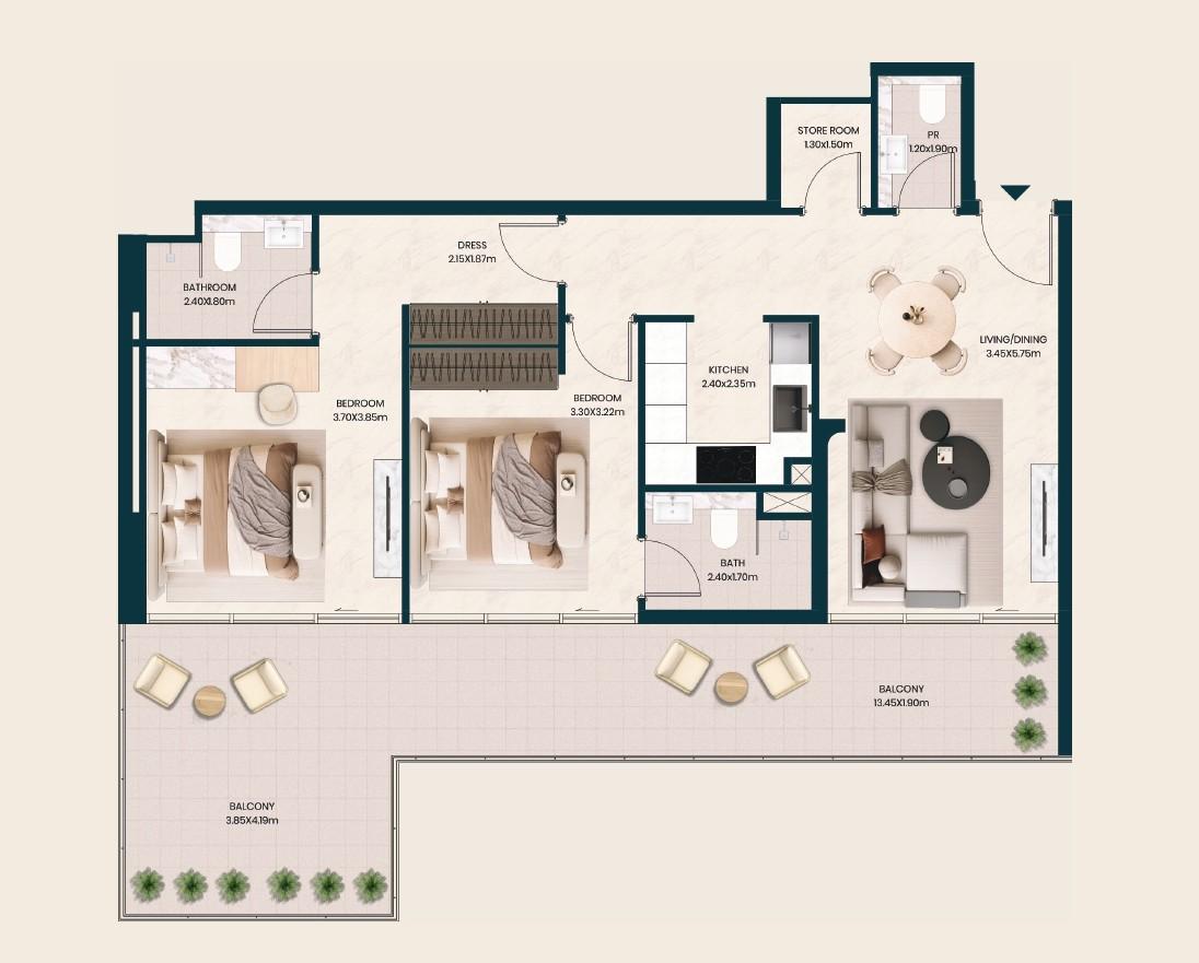 Kyomi Residences by ANAX - 2 Bedroom Apartment - Luxury Living in Warsan Fourth