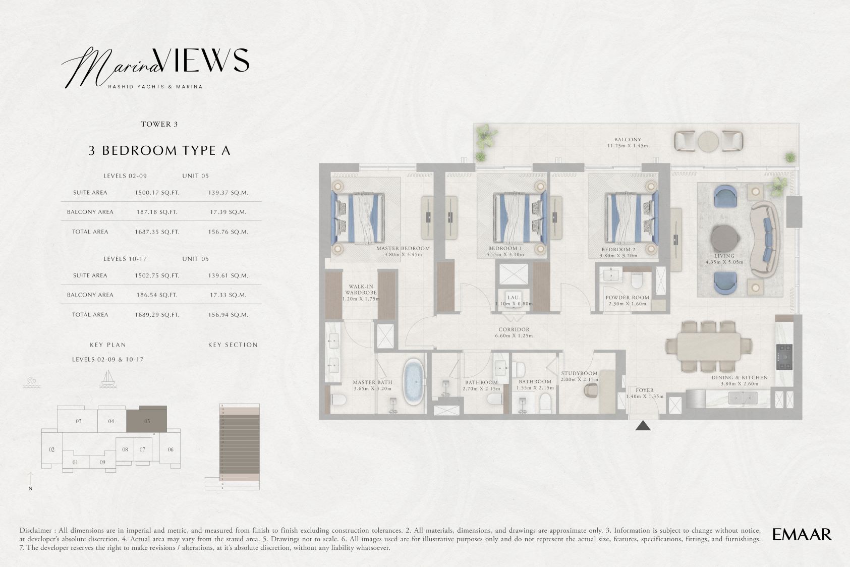 Marina Vıews -3 Bedroom +Study Room