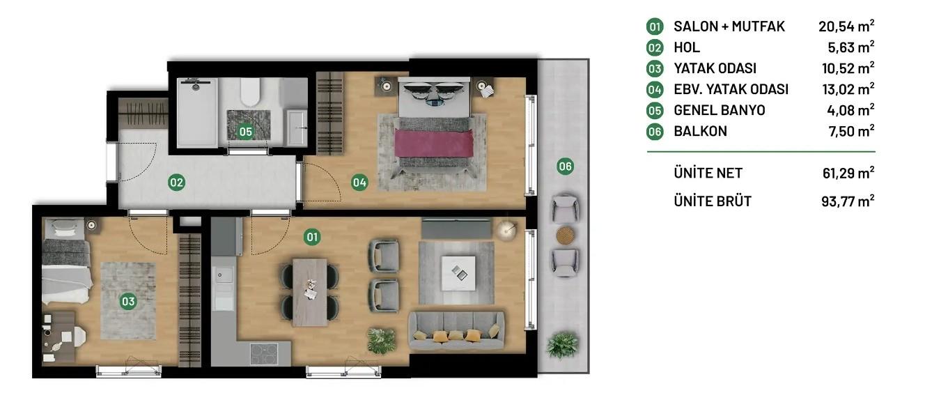 Maslak’ta Yeni Konut Projesi – 2 Odalı Daire – Yüksek Kira Getirisi Potansiyeli