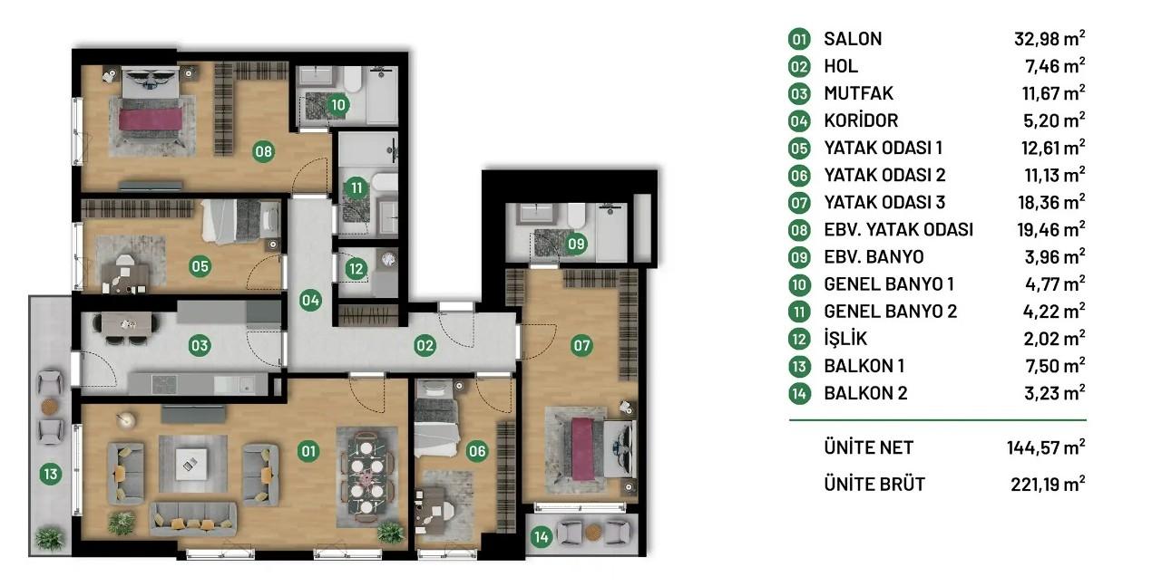 Maslak’ta Yeni Konut Projesi – 4 Odalı Daire – Yüksek Kira Getirisi Potansiyeli