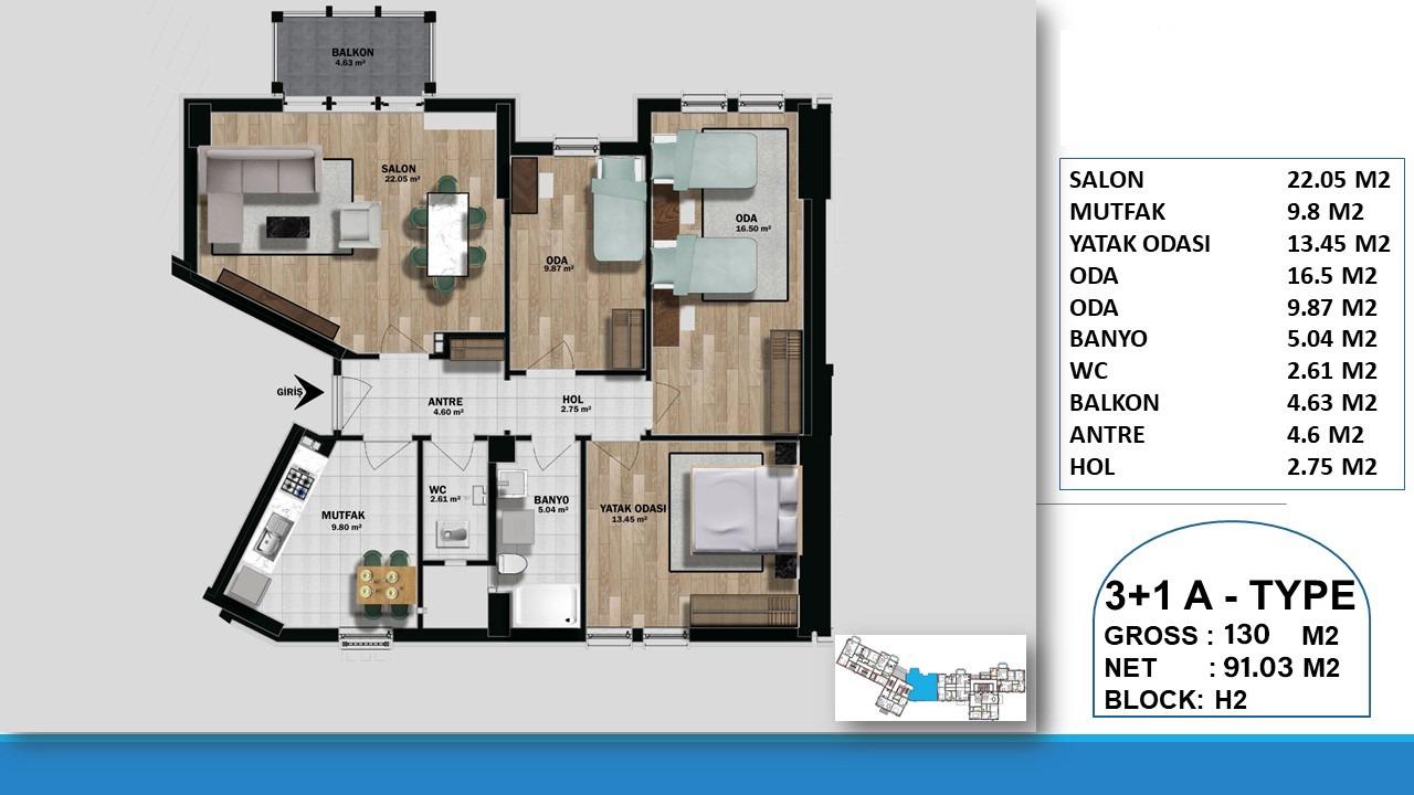 Luxury 3+1 Apartment in Haliç'e Nazir Project - Eligible for Citizenship